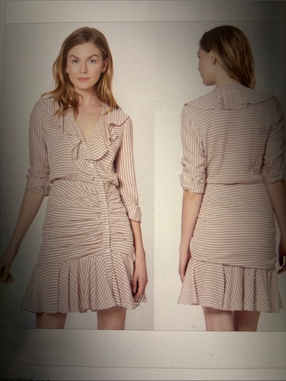 Veronica Beard Sz 4 Kia Striped Ruffle Dress Designer Vacation Cqlifotnia Style